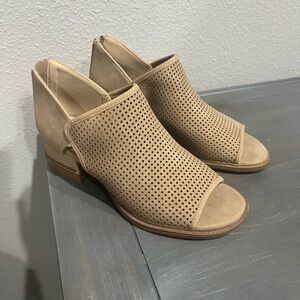 Maurices Beige Perforated Open-Toe Mules